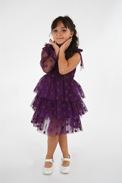 HMZ GOLD Tek Kollu Puantiyeli Elbise- Mezuniyet-dogum Günü Ve Kutlama Elbise