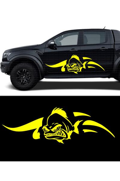 Melek Pazarı ملصق سيارة على شكل سمكة غاضبة مقاس 35 × 12 سم