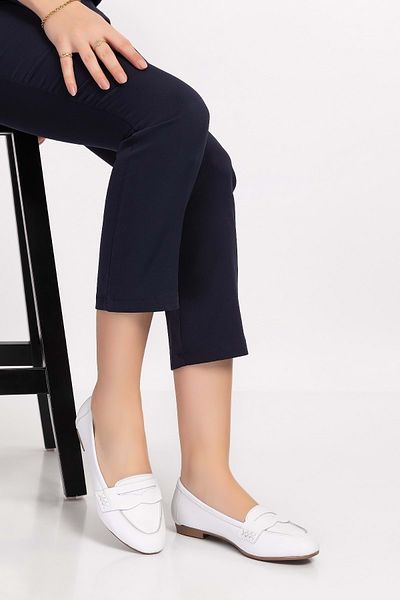 Gondol Mocasnic de damă din piele naturală Balerina Anl.6184 - Alb - 39