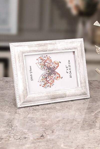 Seniste Berlin Mini Decorative Picture Frame White Antique With Adjustable Legs - Can Be Hanged on the Wall 10x15 Cm