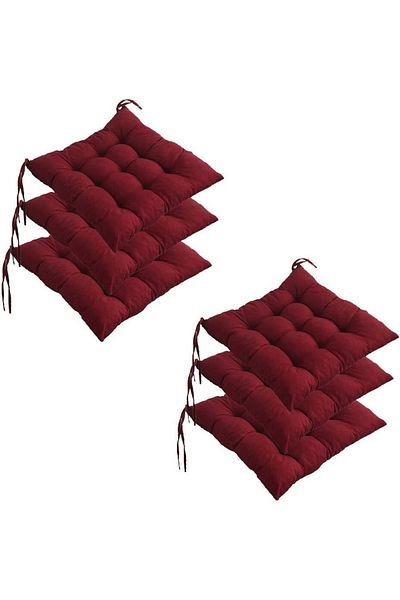 puffiber Special Button Stitched, Fluffy Square Chair Cushion, with laces, 6 Pcs.