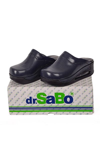 DR SABO Ορθοπεδικές Δερμάτινες Παντόφλες Navy Blue Sabo, Nurse Doctor Hospital House Παντόφλες
