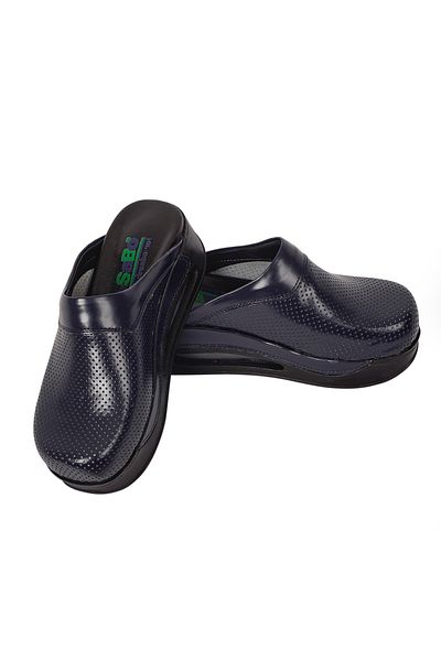 DR SABO Ορθοπεδικές Δερμάτινες Παντόφλες Navy Blue Sabo, Nurse Doctor Hospital House Παντόφλες