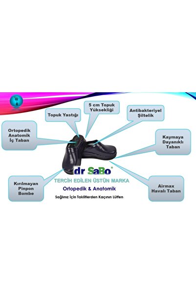 DR SABO Ορθοπεδικές Δερμάτινες Παντόφλες Navy Blue Sabo, Nurse Doctor Hospital House Παντόφλες