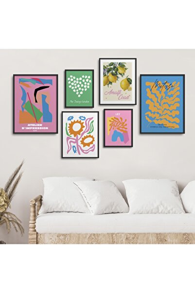 HOMEPACK Σετ 6 πίνακες με μαύρο πλαστικοποιημένο πλαίσιο Six-005