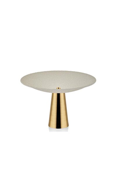 SETABIANCA Seta Textured Cream Gold Ayaklı Sunumluk/dekor 29cm