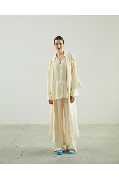 Juste Studio Екрю Сатин Сорочка