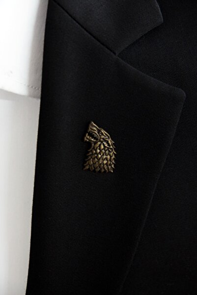 Le Voux Bronz Renk Kurt Figürlü Ceket Yaka Iğnesi Broş Rozet