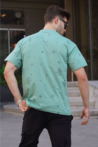 Madmext Ανδρικό μπλουζάκι Mint Green Crew Neck με στάμπα 6093