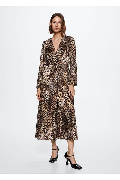 MANGO Woman Flowy Leopard Print Dress