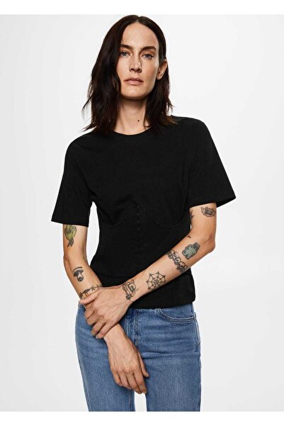 MANGO Woman Тениска с корсет с детайли