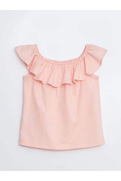 LC Waikiki Lcw Eco Boat Neck Basic Cotton Short Sleeve Girl's T-Shirt