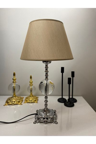 asellus Safderun Series Crystal Glass Lampshade, Chrome (silver) Table Lamp, Lux Lampshade, Home Gift Aba