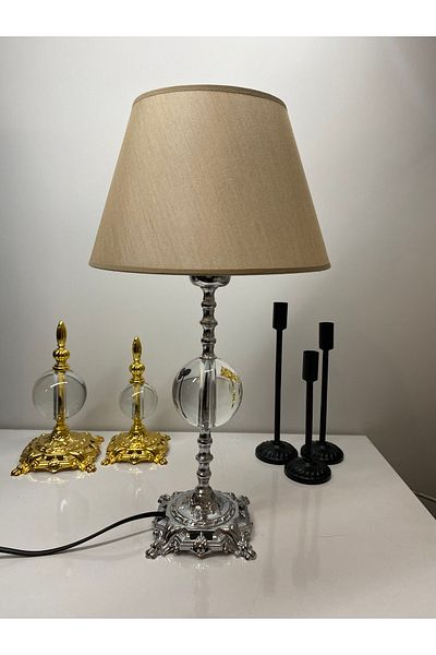 asellus Safderun Series Crystal Glass Lampshade, Chrome (silver) Table Lamp, Lux Lampshade, Home Gift Aba