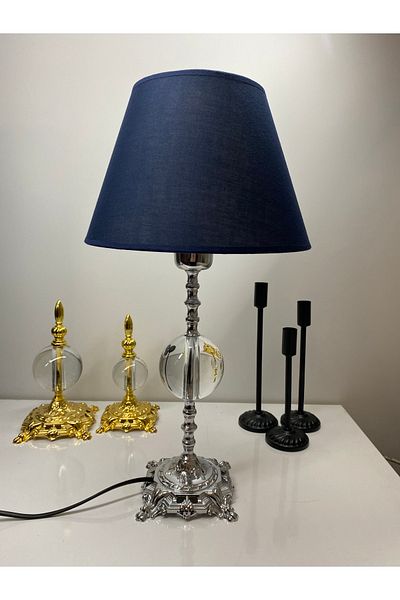 asellus Safderun Series Crystal Glass Lampshade, Chrome (silver) Table Lamp, Lux Lampshade, Home Gift Aba