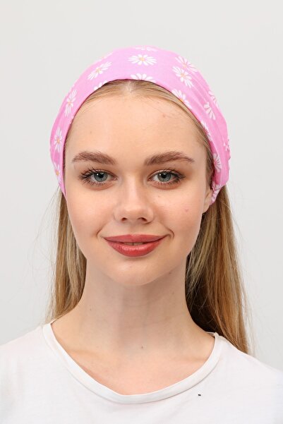 indirimsepeti Bandana Papatya Desenli Boncuklu El Yapımı Saç Bandı Lastikli S...