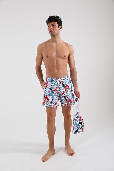 Whitefin White Yatching Swim Shorts