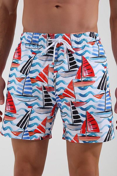 Whitefin White Yatching Swim Shorts