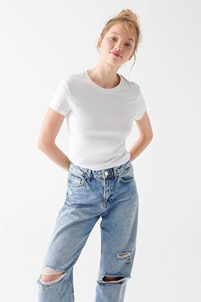 Mavi M162767-620-22k Kısa Kollu Penye Beyaz Kadın Modelli Penye T-shirt