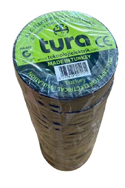Tura Izole Bant - Pvc Elektrik Izolasyon Bandı - Siyah - 10'lu