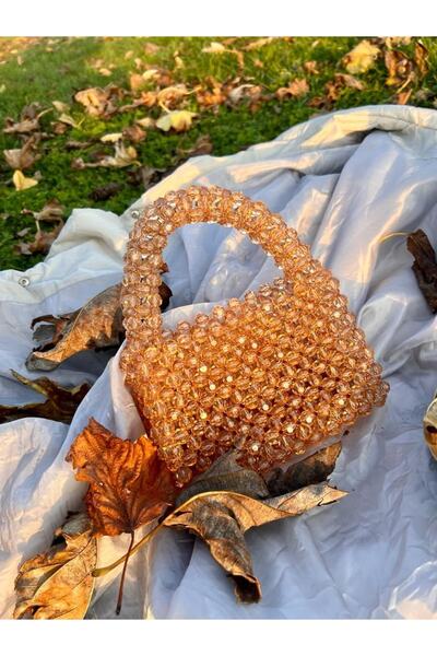 ELAY COLLECTİON Κεχριμπάρι Τσάντα με Χάντρες - Χειροποίητη