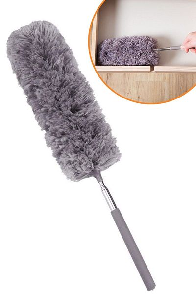 Buffer 140 Cm Telescopic Extendable Microfiber Soft Head Gray Dusting Brush