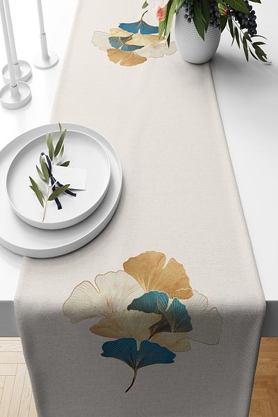 Pilloveland Runner Gold Ginkgo με σχέδιο Suede Woven 140*40 cm