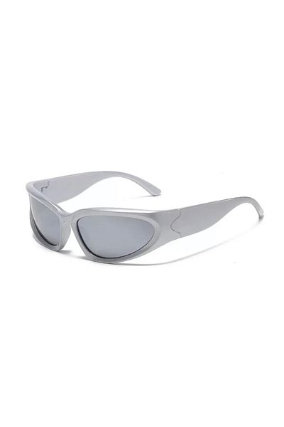 LOOKUP Unisex Women Men Mirrored Glass Rectangle Silver Rimmed Vintage Sunglasses