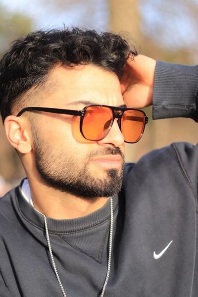 LOOKUP Unisex Black Orange Minimal Vintage Retro Bone Sunglasses