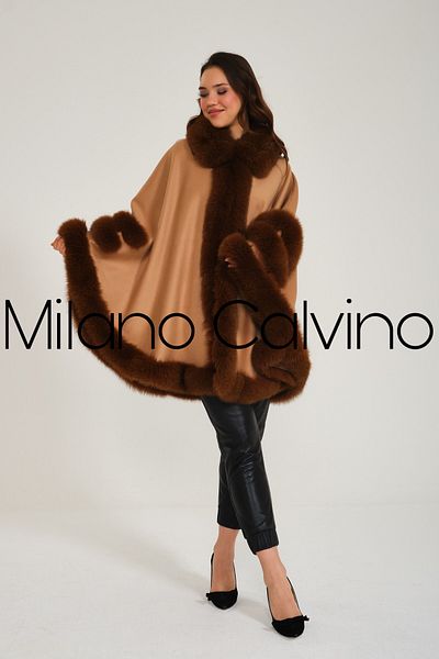 Milano Calvino Furry Cashmere Poncho