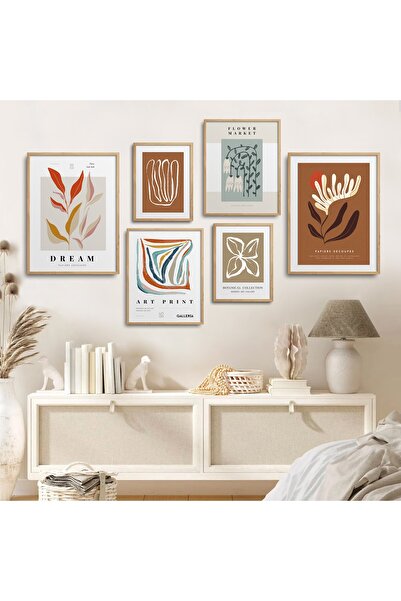 HOMEPACK Комплект от 6 картини с рамка от естествено дърво, Six-021
