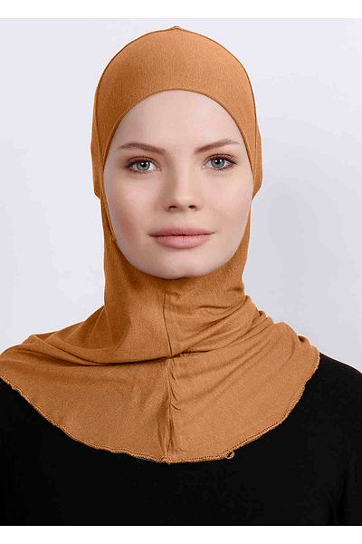 Ecardin Gold Lycra Large Hijab Bonnet - Practical Neck Collar Hijab Sportsman Hijab