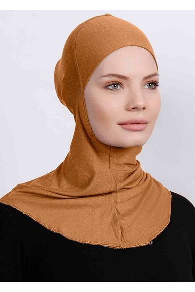 Ecardin Gold Lycra Large Hijab Bonnet - Practical Neck Collar Hijab Sportsman Hijab