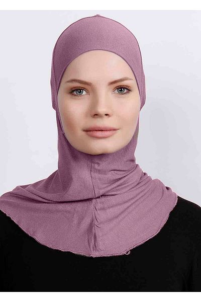Ecardin Μεγάλο καπό Hijab - Lycra Hijab με πρακτικό κολάρο για γυναίκες έτοιμο εύκαμπτο αθλητικό Hijab - Dusty Rose