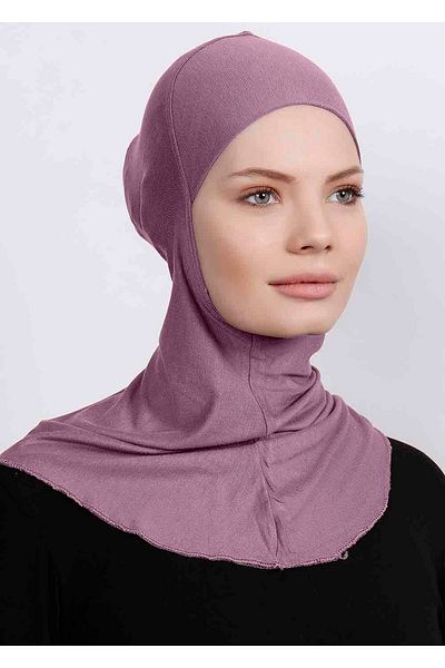 Ecardin Μεγάλο καπό Hijab - Lycra Hijab με πρακτικό κολάρο για γυναίκες έτοιμο εύκαμπτο αθλητικό Hijab - Dusty Rose