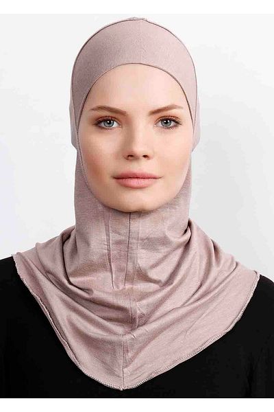 Ecardin Large Hijab Bonnet - Practical Lycra Hijab with Neck Collar Women's Ready Flexible Athlete Hijab - Smoke