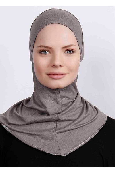 Ecardin Large Hijab Bonnet - Practical Lycra Hijab with Neck Collar Women's Ready Flexible Sports Hijab - Dark Gray