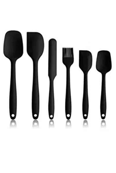 ARVALE 6-Piece Black Silicone Spatula Set - Heat Resistant, Fireproof and Non-Stick