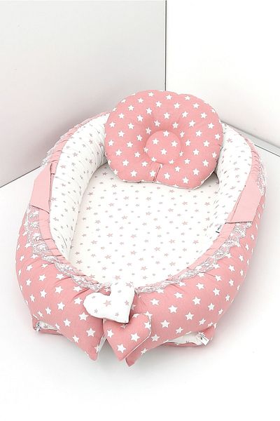 Umaybebek Babynest، سرير نوم للأطفال 0-2 سنة - قماش قطني - نجمة بودرة