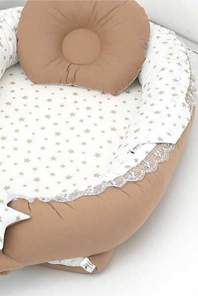 Umaybebek Babynest, Baby Sleeping Bed 0-2 Years - 100% Cotton - Brown Star
