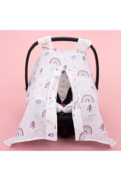 Yunikobaby Single Layer Muslin Stroller Cover and Cushion - Pastel Rainbow