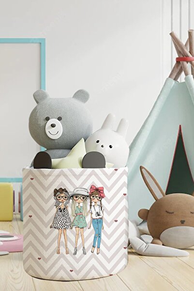 Talia Home Καλάθι παιχνιδιών οργάνωσης παιδικού και βρεφικού δωματίου με καρδ...