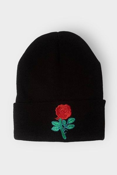 EFBUTİK Schwarze Rose Baskenmütze