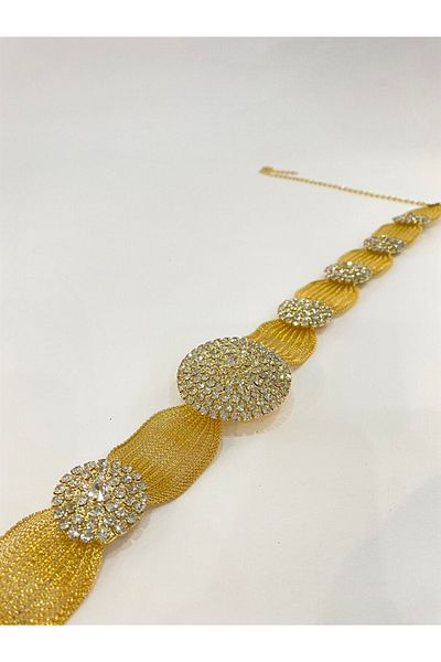 Hobigram حزام شالار ألباني من الحجر الشبكي الأصفر - تصميم خاص، إكسسوار، إنتاج عالي الجودة، طراز مثير للنظر