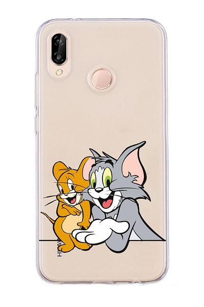Merwish غطاء شفاف متوافق مع هاتف Huawei P20 Lite بنمط توم وجيري