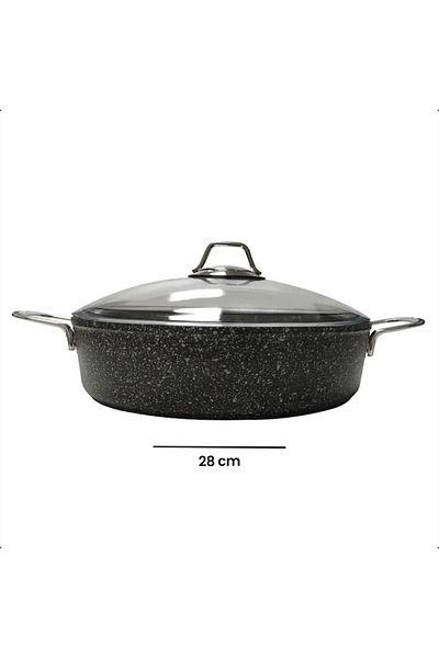 FALEZ Black Line 28 cm Black Granite Casting Bowl