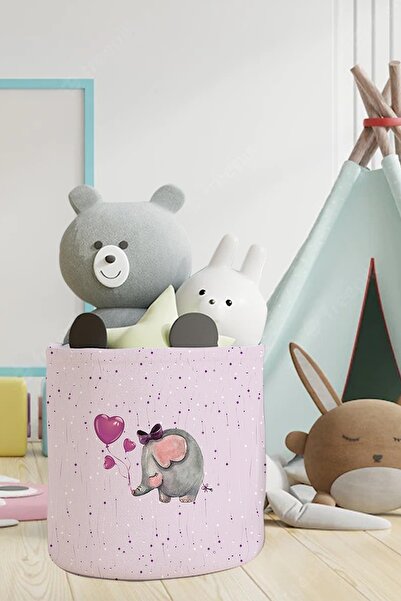 Talia Home سلة ألعاب منظم لغرفة الأطفال والرضع بنمط الفيل Tlas-010