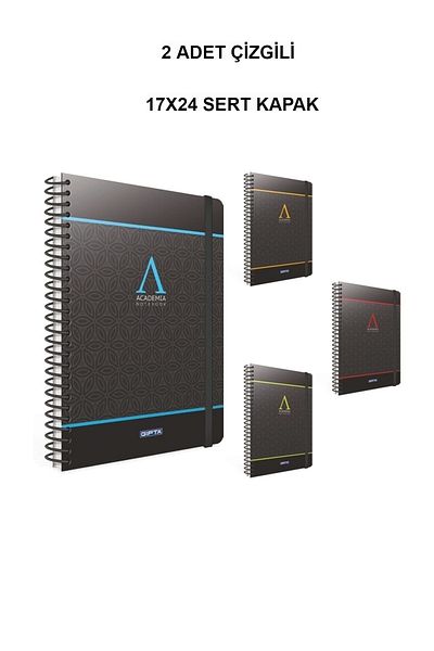 Gıpta Academia 17x24 120 Sheets Lined Hard Cover Spiral Notebook (2 Pieces)