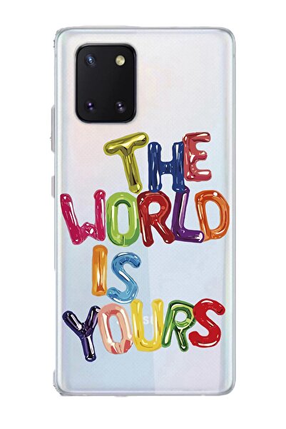 Merwish Samsung Note10 Lite Uyumlu Şeffaf Kapak The World Desenli Kılıf
