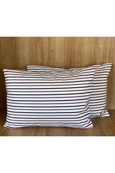 ELFHOME Brown Striped Set of 2 Pillowcases